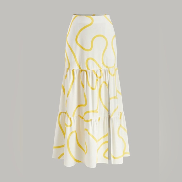 096. Commense One-Shoulder Abstract Print Crop Top and Tiered Maxi Skirt Set - Picture 5 of 5